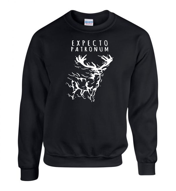 expecto patronum harry potter szarvas Fekete Férfi Pulóver