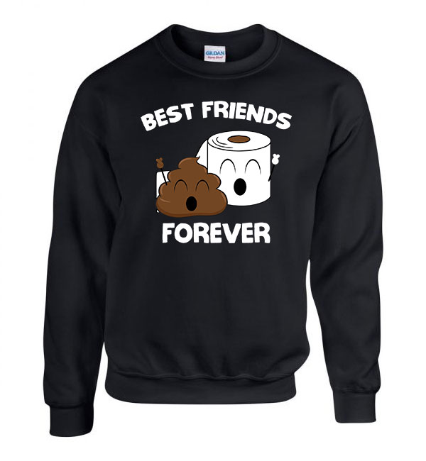 bff best friends kaki kaka wc papír Fekete Férfi Pulóver