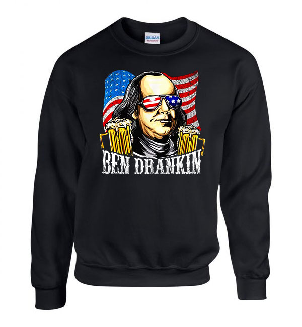 sör alkohol benjamin franklin humor Fekete Férfi Pulóver