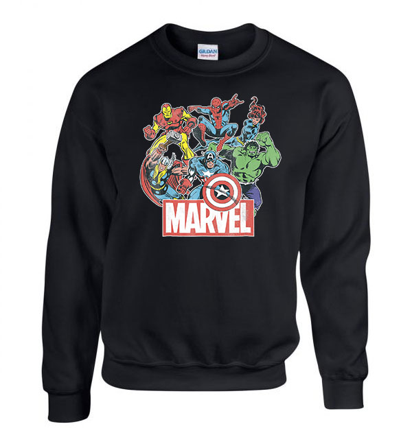 marvel avengers bosszúállók vasember thor pókember Fekete Férfi Pulóver