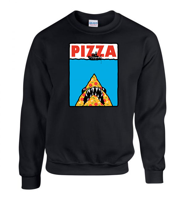 pizza pizza shark cápa Fekete Férfi Pulóver