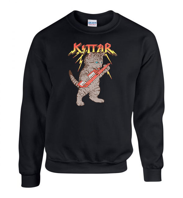 macska macskás cica cicás gitár Fekete Férfi Pulóver