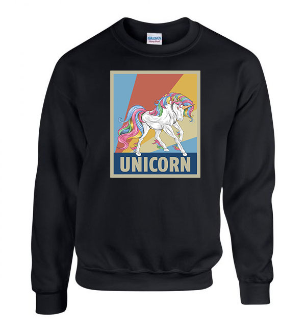 unikornis unicorn Fekete Férfi Pulóver