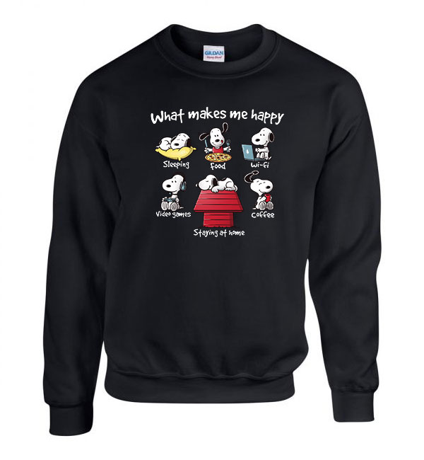 snoopy kutya boldogság Fekete Férfi Pulóver