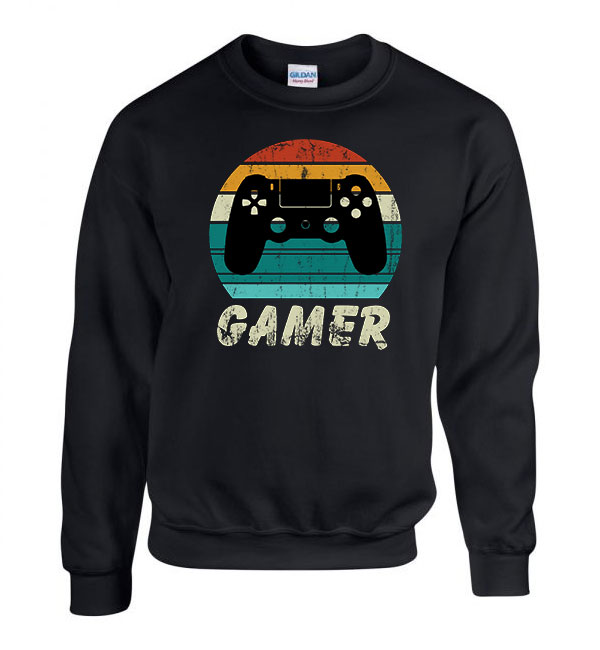 gamer Fekete Férfi Pulóver