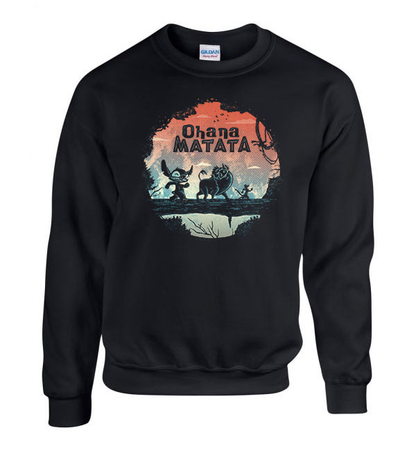 ohana matata timon pumba stitch Fekete Férfi Pulóver