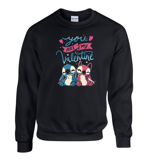 stitch valentin nap Fekete Férfi Pulóver
