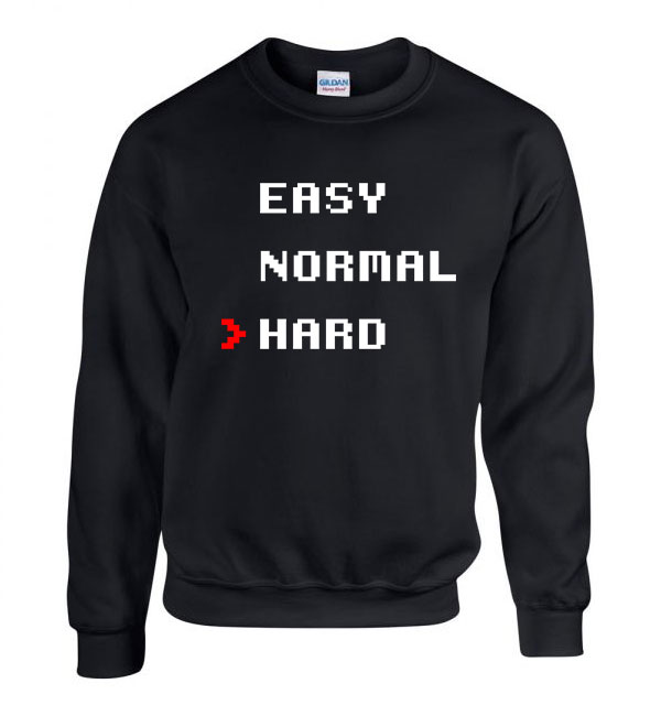 easy normal hard gamer Fekete Férfi Pulóver