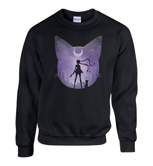 sailor moon Fekete Férfi Pulóver