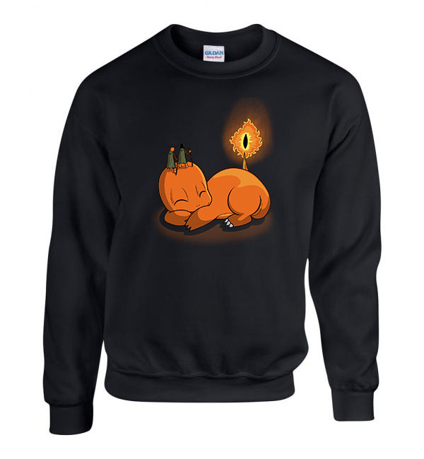 Charmander chauron gyűrűk ura Fekete Férfi Pulóver