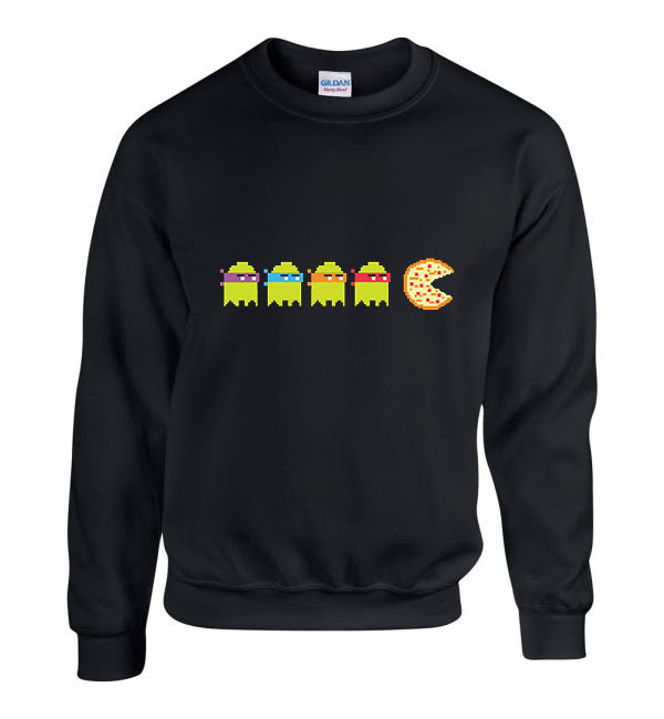 tini ninja teknőcök pac man Fekete Férfi Pulóver