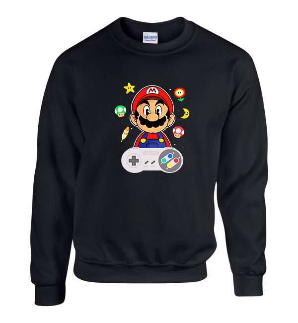 super mario Fekete Férfi Pulóver