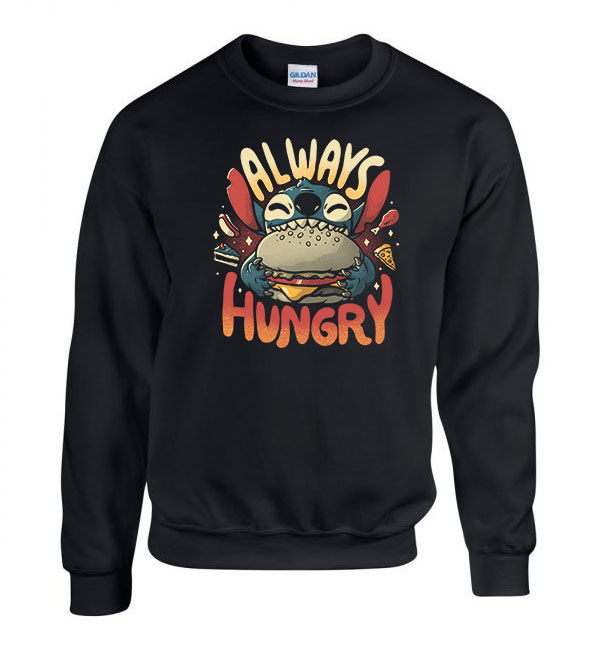 hamburger éhes stitch Fekete Férfi Pulóver