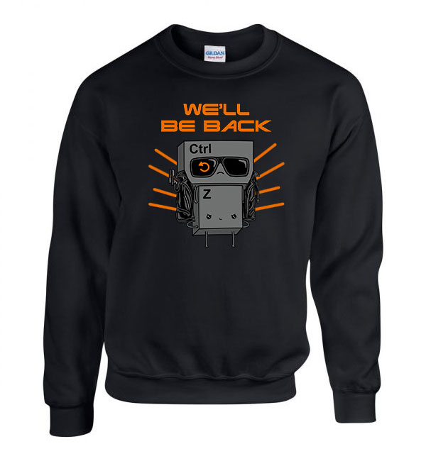 we will be back terminator ctrl z Fekete Férfi Pulóver