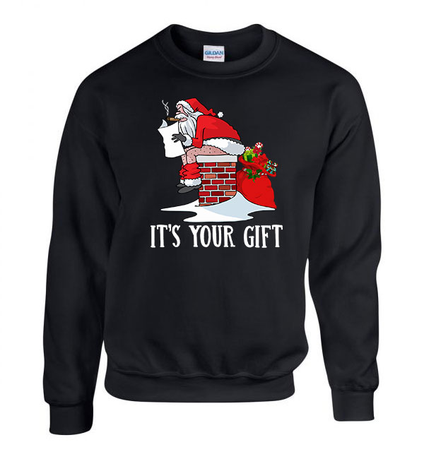 gonosz mikulás santa claus humor karácsony Fekete Férfi Pulóver