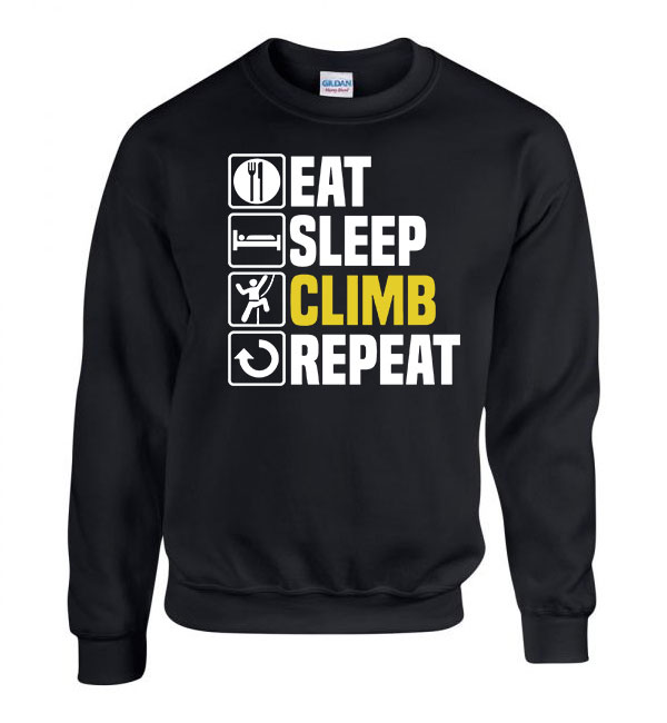 eat sleep climb hegymászás hegymászó Fekete Férfi Pulóver
