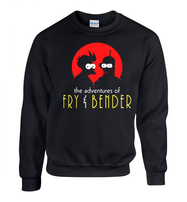 adventures of fry and bender futurama Fekete Férfi Pulóver