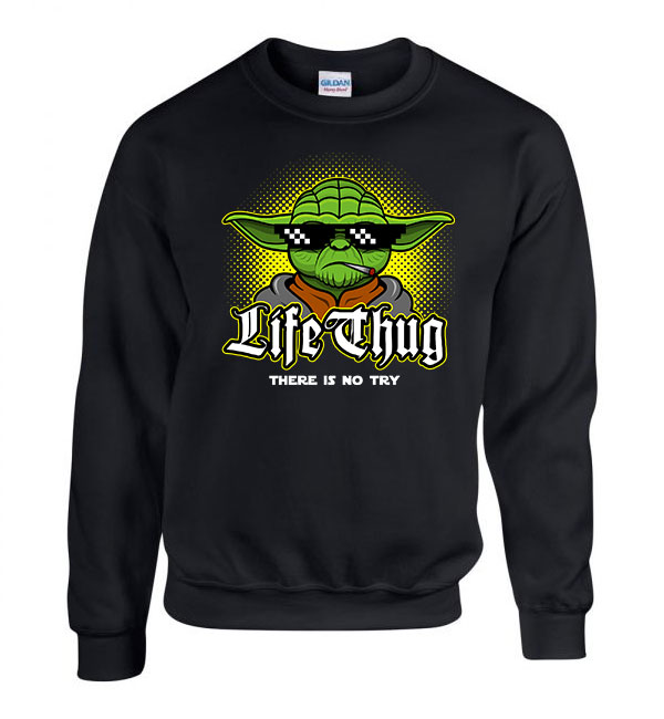 yoda humor thug life try Fekete Férfi Pulóver
