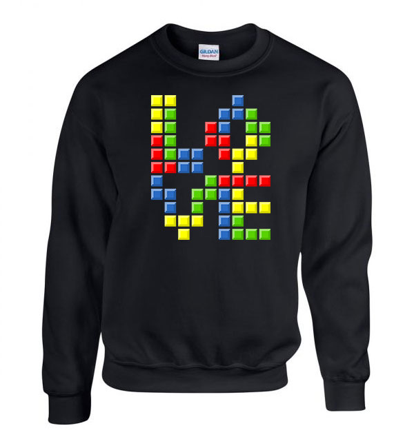 love tetris tetrisz Fekete Férfi Pulóver