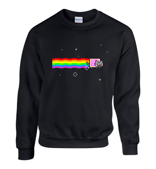 nyam cat macska Fekete Férfi Pulóver