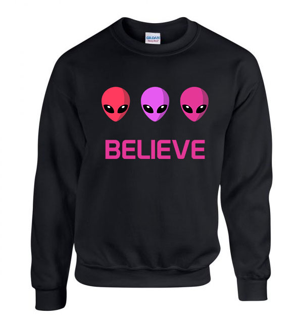 believe UFO Fekete Férfi Pulóver