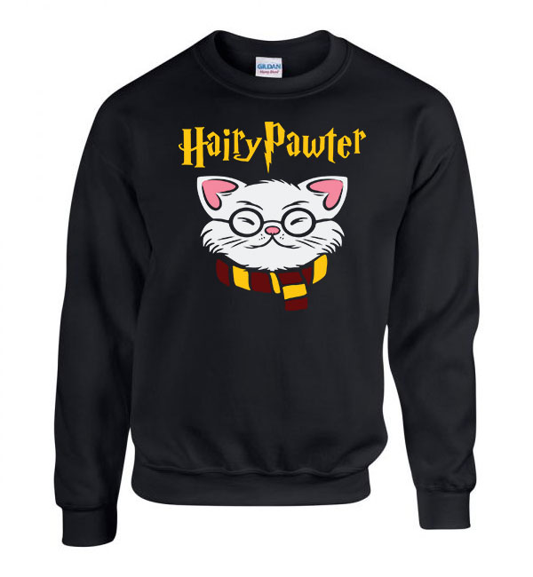 macska macskás cica cicás harry potter Fekete Férfi Pulóver