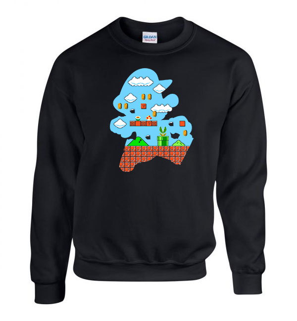 Super Mario Fekete Férfi Pulóver