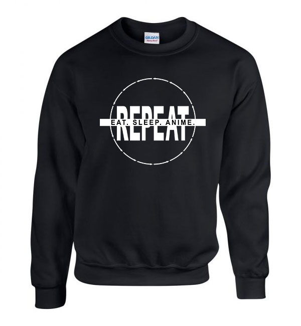 eat sleep anime repeat Fekete Férfi Pulóver
