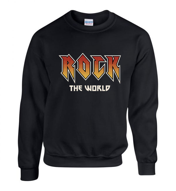rock the world Fekete Férfi Pulóver