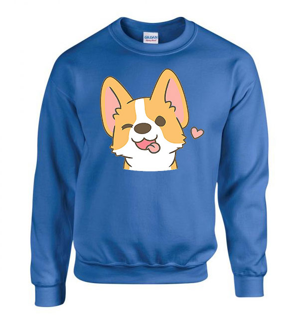 corgi korgi kutya Kék Férfi Pulóver