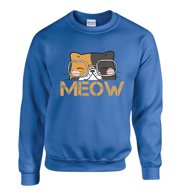 meow macsa macskás cica cicás Kék Férfi Pulóver