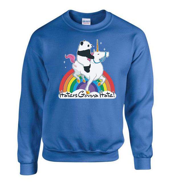 haters gonna hatte unikornis panda Kék Férfi Pulóver