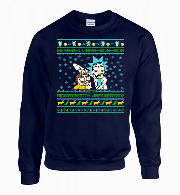 rick és morty Sötétkék Férfi Pulóver