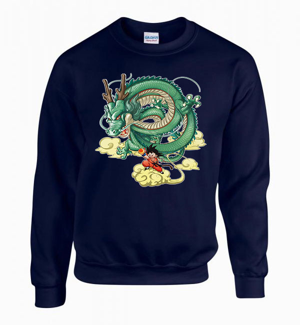 dragon ball son goku shenron shenlong Sötétkék Férfi Pulóver