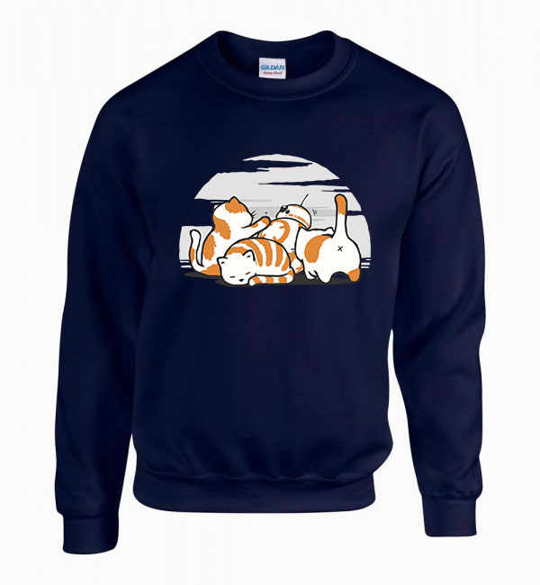 bb8 star wars macskák macskás cicás Sötétkék Férfi Pulóver