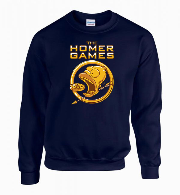 Homer Simpson Hunger Games fánk donut Sötétkék Férfi Pulóver