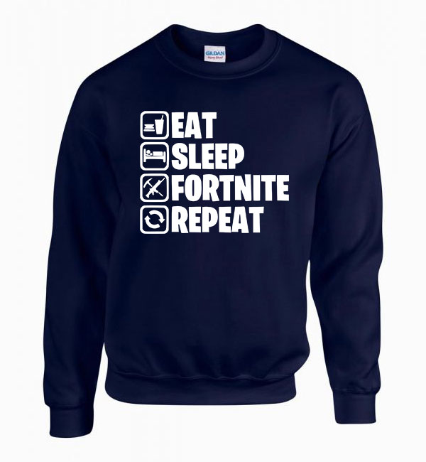 eat sleep fortnite repeat Sötétkék Férfi Pulóver