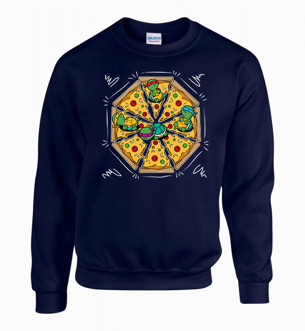 tini ninja teknőcök tmnt pizza Sötétkék Férfi Pulóver
