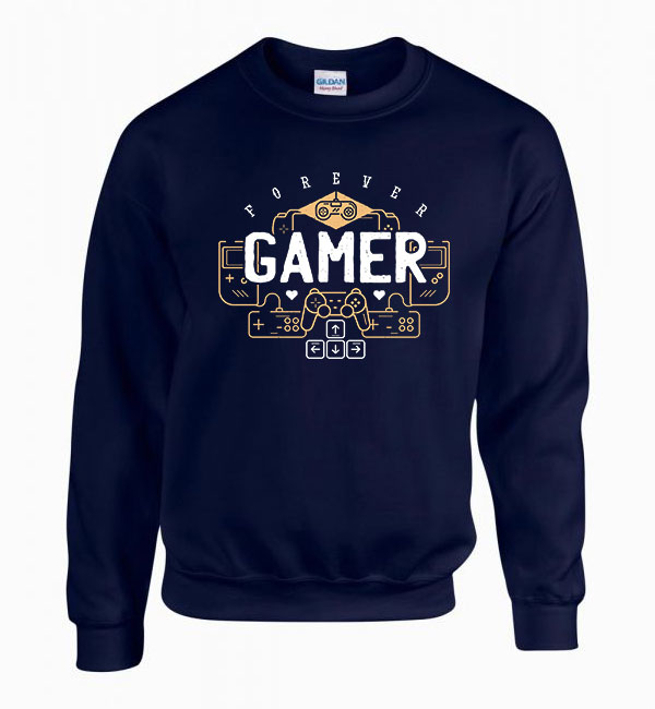 Gamer Forever Sötétkék Férfi Pulóver