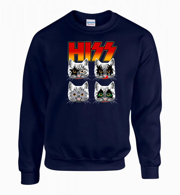 macska macskás kiss cica cicás Sötétkék Férfi Pulóver
