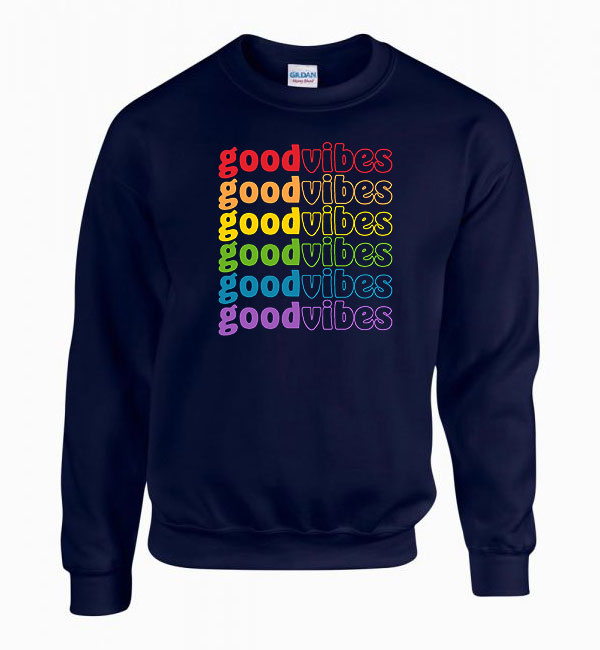 good vibes szivárvány Sötétkék Férfi Pulóver