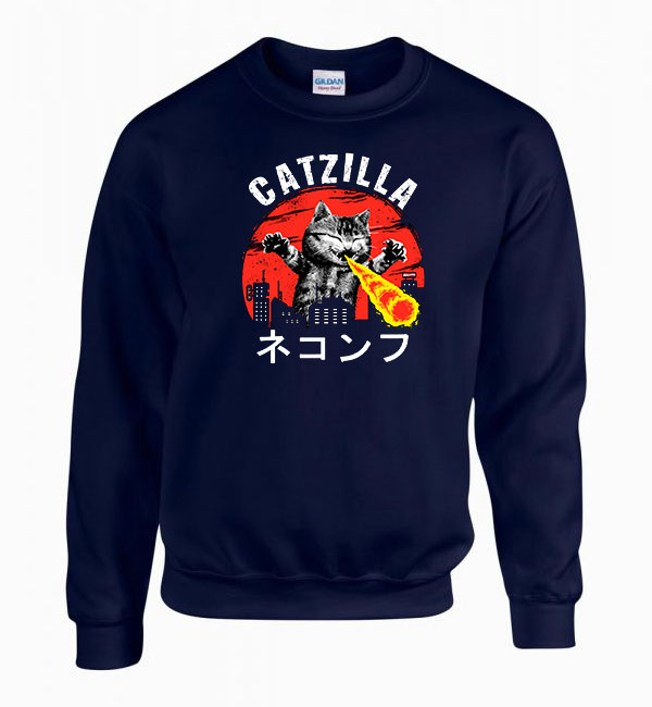 catzilla macska macskás cica cicás Sötétkék Férfi Pulóver
