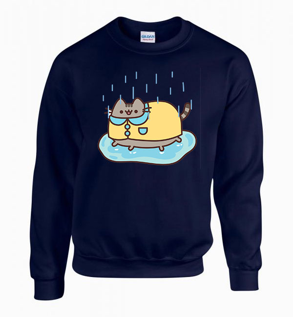 pusheen macska macskás cica cicás Sötétkék Férfi Pulóver