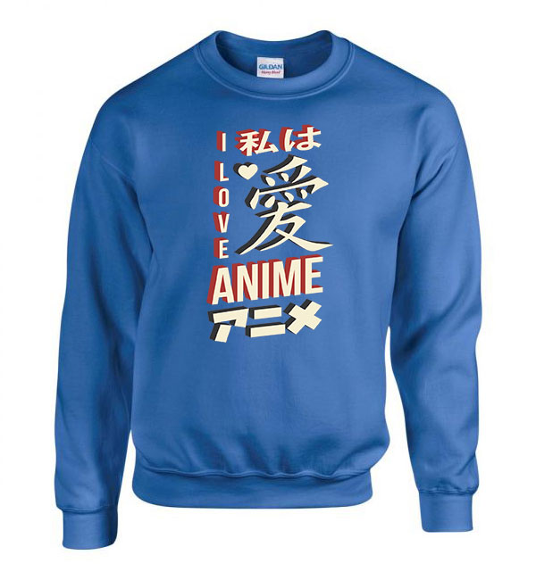 i love anime Kék Férfi Pulóver