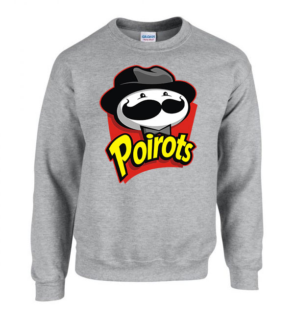 pringles humor poirot Sportszürke Férfi Pulóver
