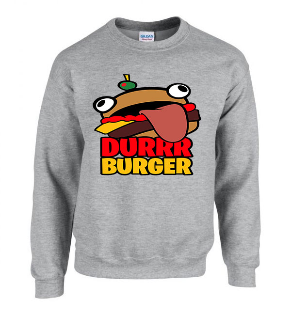 fortnite durrr burger  Sportszürke Férfi Pulóver