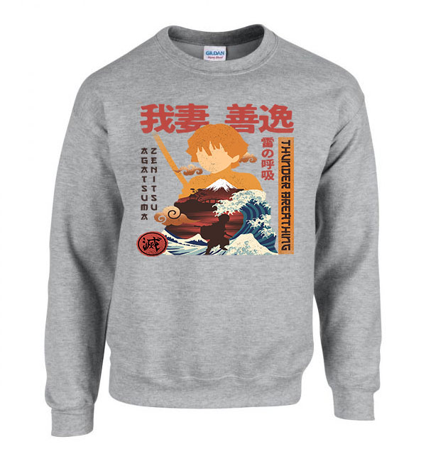 zenitsu demon slayer Sportszürke Férfi Pulóver
