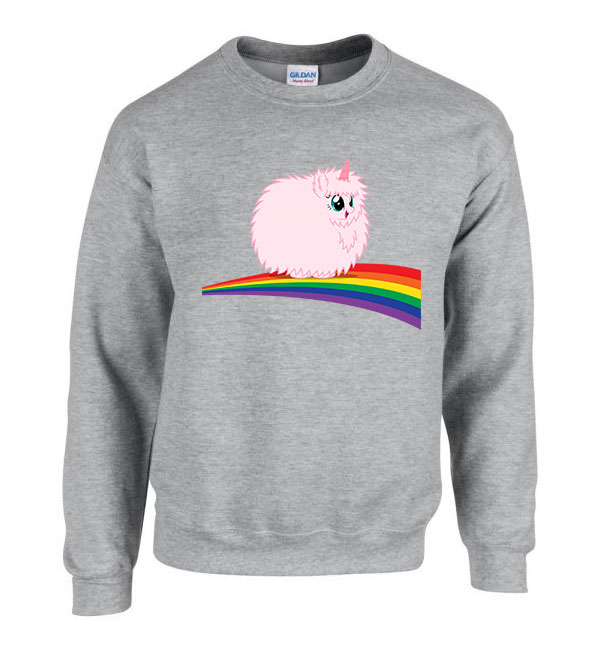 pink fluffy unicorn dancing on rainbow Sportszürke Férfi Pulóver