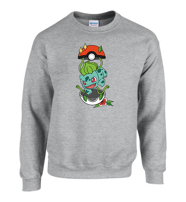 bulbasaur pokemon Sportszürke Férfi Pulóver