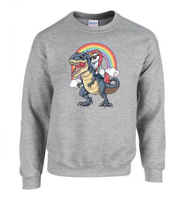 t-rex unikornis Sportszürke Férfi Pulóver